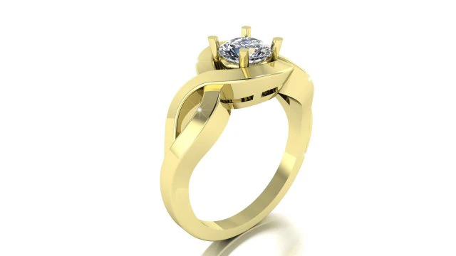 braided gold ring with diamond 3D Model .c4d .max .obj .3ds .fbx .stl .blend 