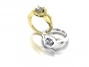 braided gold ring with diamond 3Dモデル