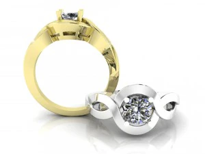 braided gold ring with diamond 3D Model