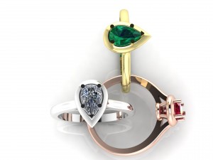 pear cut diamond ring 3D मॉडल