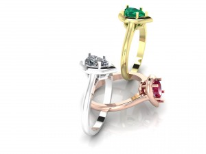 pear cut diamond ring 3D मॉडल