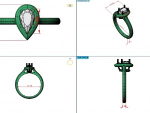 pear cut diamond ring 3D मॉडल