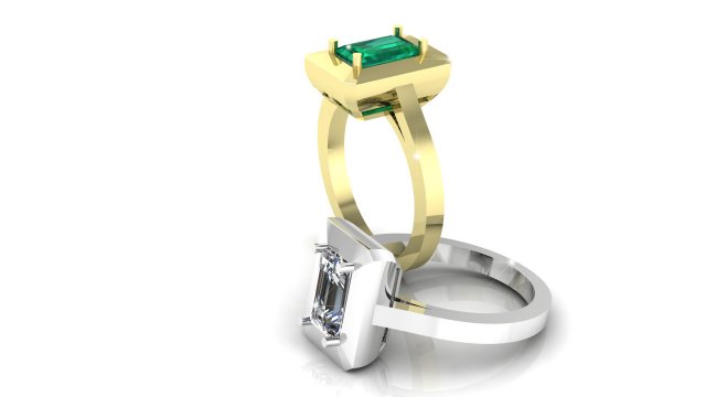 emerald cut gold ring halo 3D-Modell .c4d .max .obj .3ds .fbx .stl .blend 