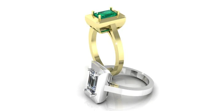 emerald cut gold ring halo 3D Model .c4d .max .obj .3ds .fbx .stl .blend 