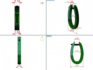 diamonds classic earrings 3D Модель