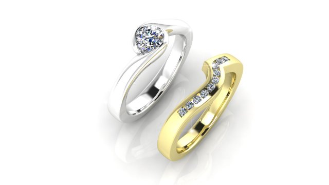 diamonds double ring 3D-Modell .c4d .max .obj .3ds .fbx .stl .blend 
