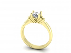solitaire diamond ring with hearts 3D 模型
