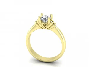 solitaire diamond ring with hearts 3D Model