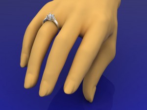 solitaire diamond ring with hearts 3D 模型