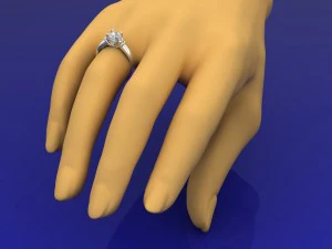 solitaire diamond ring with hearts 3D Model