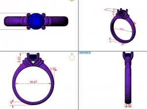 solitaire diamond ring with hearts 3D 模型