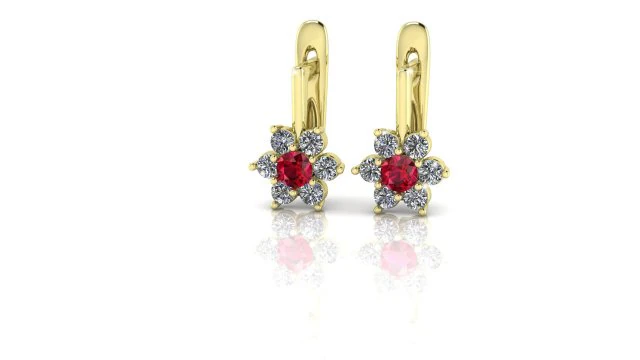 diamonds flower earrings 3D Model .c4d .max .obj .3ds .fbx .stl .blend 