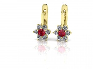 diamonds flower earrings 3D Model