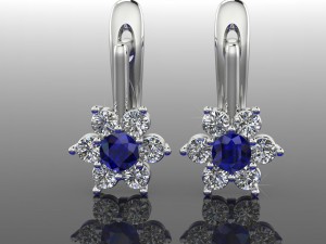 diamonds flower earrings 3D Модель