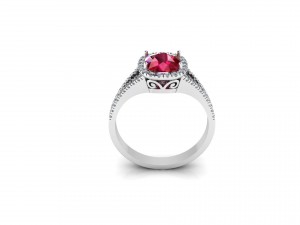 cushion cut ruby ring with diamonds 3D 모델