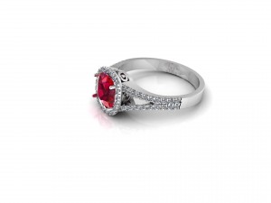 cushion cut ruby ring with diamonds 3D 모델