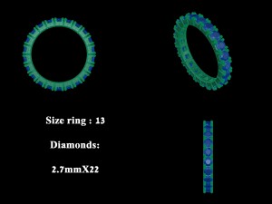 gold wedding band eternity diamonds ring 154cts 3d 3D Model