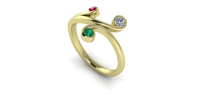3 diamonds gold ring Modello 3D .c4d .max .obj .3ds .fbx .stl .blend 