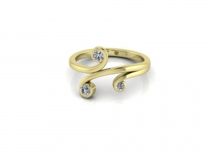 3 diamonds gold ring Modello 3D