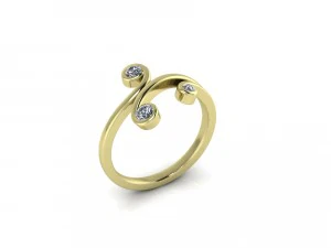 3 diamonds gold ring 3D Model