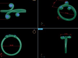 3 diamonds gold ring Modello 3D