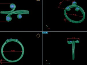 3 diamonds gold ring 3D Model