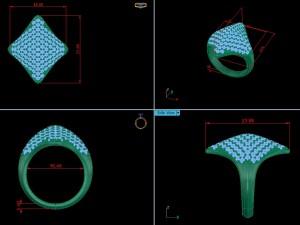 pave artsy ring 113 diamonds 3D Model