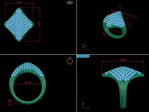 pave artsy ring 113 diamonds 3D Model