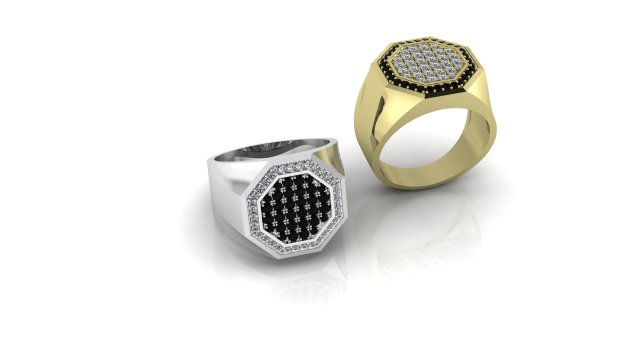 pave mens ring diamonds gold ring Model 3D .c4d .max .obj .3ds .fbx .stl .blend 