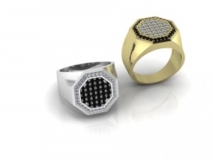 pave mens ring diamonds gold ring 3D Model