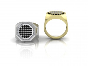 pave mens ring diamonds gold ring Model 3D