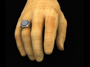 pave mens ring diamonds gold ring Model 3D