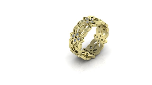 flower and leaves diamonds engagement ring 3D Модель .c4d .max .obj .3ds .fbx .stl .blend 