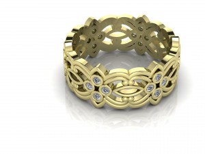 flower and leaves diamonds engagement ring 3D Модель