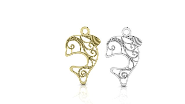 dolphin pendant 3D-Modell .c4d .max .obj .3ds .fbx .stl .blend 