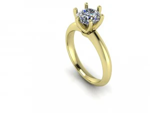 кольцо с бриллиантом в стиле Тиффани 1 карат 3D Модель