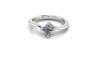 princess cut diamond solitaire ring 3D Model