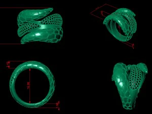 diamonds snake python ring 3D Model
