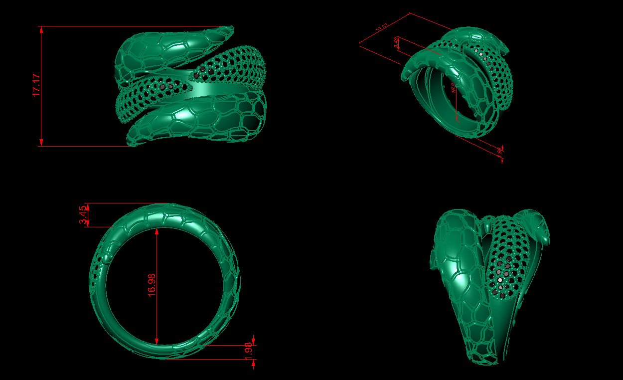 diamonds snake python ring 3D Models in Jewellery 3DExport