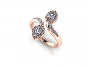 diamonds leaves engagement ring 3D Model