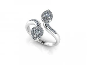 diamonds leaves engagement ring 3D Model