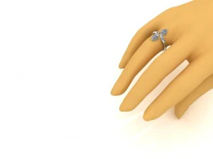 diamonds leaves engagement ring 3D Model
