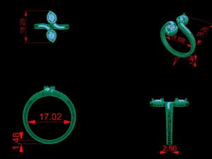 diamonds leaves engagement ring 3D Model