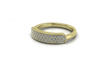 pave gold and diamonds ring Model 3D