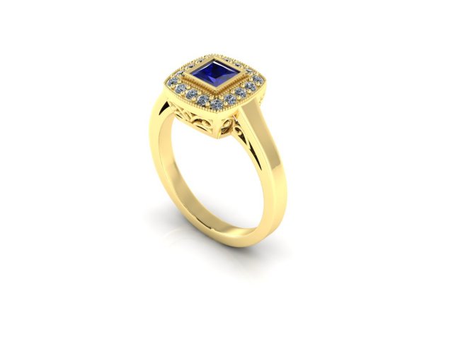 princess cut gold ring engagement ring 3D Print Model .c4d .max .obj .3ds .fbx .lwo .lw .lws