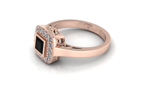 Download princess cut gold ring engagement ring 3D Model