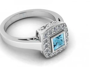 princess cut gold ring engagement ring 3D Print Model