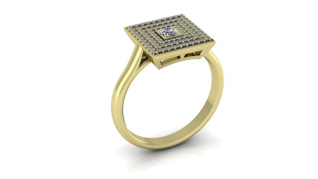 Download diamonds gold engagement ring 3d print model 3D Model