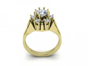 ユニークなダイヤモンドの婚約指輪 3Dプリントモデル