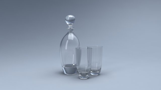 decanter and glasses 3D Model .c4d .max .obj .3ds .fbx .stl .blend 